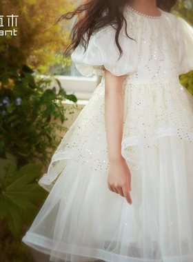 【夏日的吉维尼】植木中大童珍珠领网纱女童公主裙2026夏新潮童装