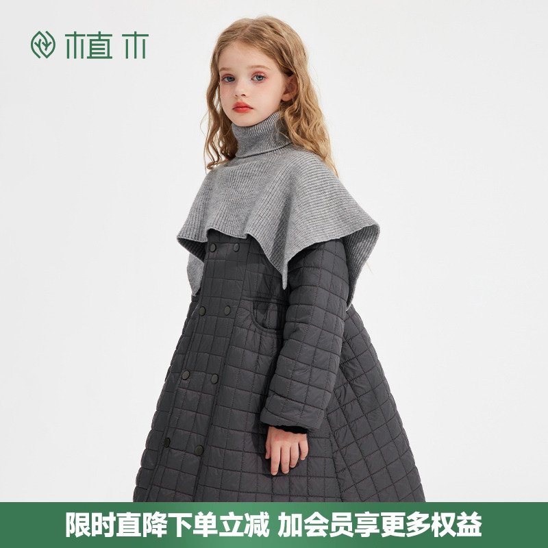 女童中长款夹棉保暖外套