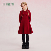中大童童装 冬装 年服系列 植木女童连衣裙儿童加厚裙子2026新款
