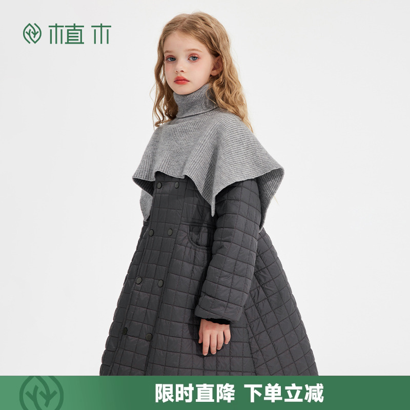 女童中长款夹棉保暖外套
