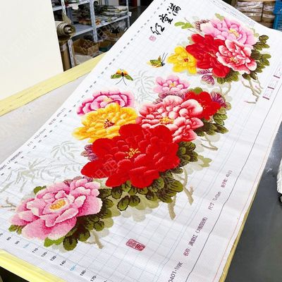 满堂红十字绣成品不带框纯手工已绣好的2025新款适合客厅牡丹花卉