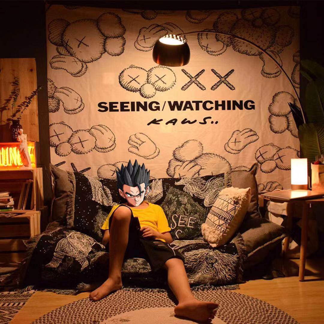 kaws芝麻街潮牌挂布背景布ins网红布置房间墙布宿舍出租房改造