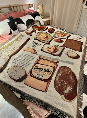 美国订单 工业风美式复古房车毯子沙发毯咖啡馆墙面挂毯床上盖毯