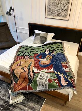 美国订单 马蒂斯油画单人沙发毯盖毯毛毯房间卧室布置墙面装饰毯