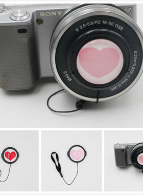 可爱桃心镜头盖适用于索尼A6000A6400A5100M200M50M6200D800DXA7