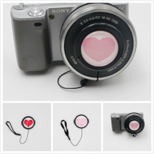 可爱桃心镜头盖适用于索尼A6000A6400A5100M200M50M6200D800DXA7