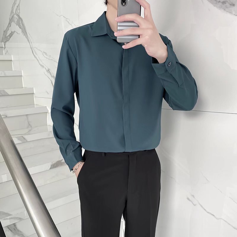 白色男士衬衫长袖商务正装职业工作蓝色衬衣休闲免烫寸衫高级感潮