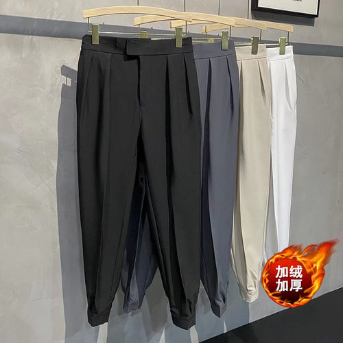 魔术贴粘粘束脚休闲裤男秋冬加绒