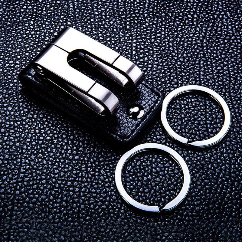 jobon钥匙扣男腰挂穿皮带钥匙链高档锁匙扣皮质双环扣锁匙扣礼品