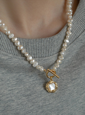 日本gentle motto淡水巴洛克珍珠项链女款百搭不规则秋冬毛衣