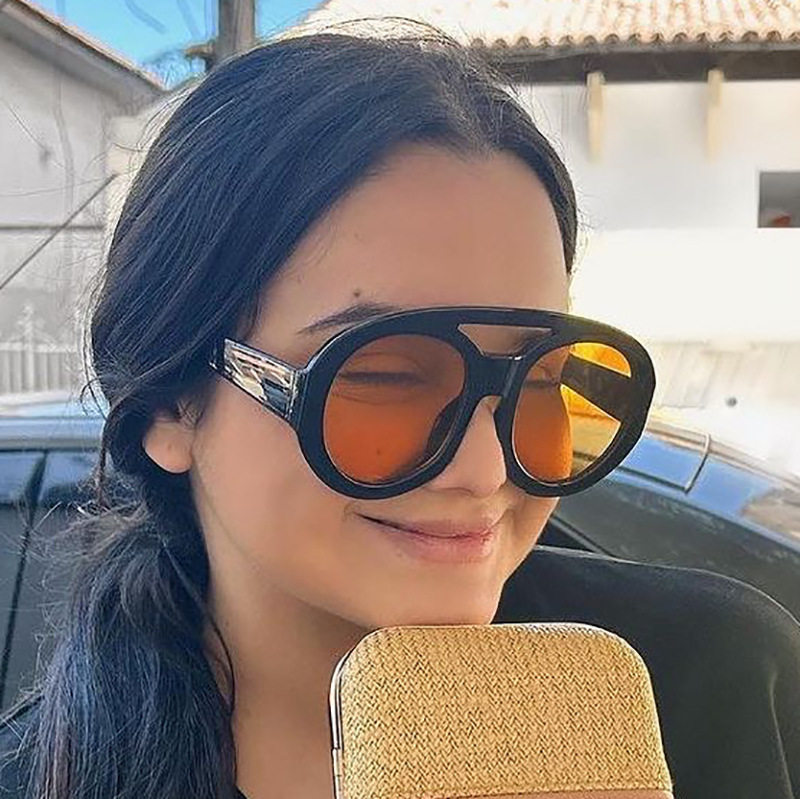 日本gentle motto新款复古双梁大圆框太阳镜欧美女士休闲墨镜