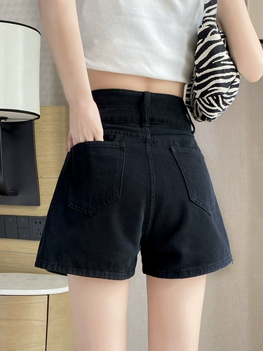 Джинсовая юбка, шорты, тонкие штаны, высокая талия, коллекция 2023, в корейском стиле, свободный крой, А-силуэт