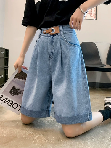 Летняя тонкая джинсовая юбка, шорты, штаны, приталенные прямые свободные джинсы, 2024 года, оверсайз, высокая талия
