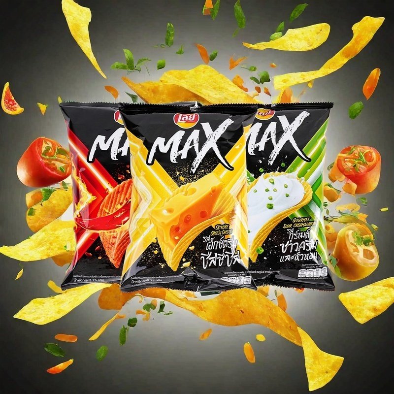 泰国原装进口乐事max系列原切薯片73g酸奶油浓奶酪味膨化