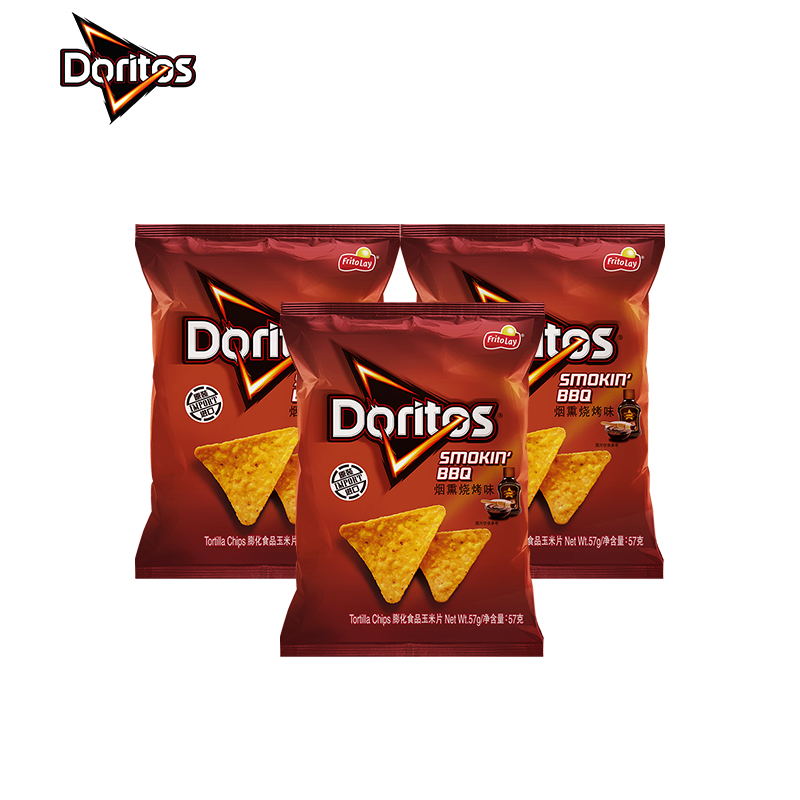 台湾进口多力多滋烟熏烧烤味膨化食品玉米片57g*3休闲食品零食