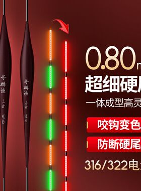 316/322电池咬钩变色浮漂一体电子夜光漂鱼漂感应日夜纳米鲫鱼漂