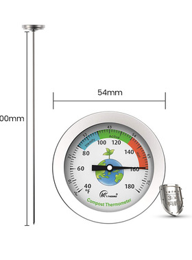 堆肥温度计304不锈钢金属土壤测温计50厘米探针华氏度摄氏度堆肥
