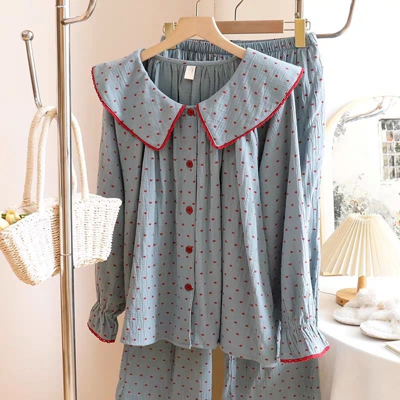 春秋韩系宽松娃娃领网红家居服女