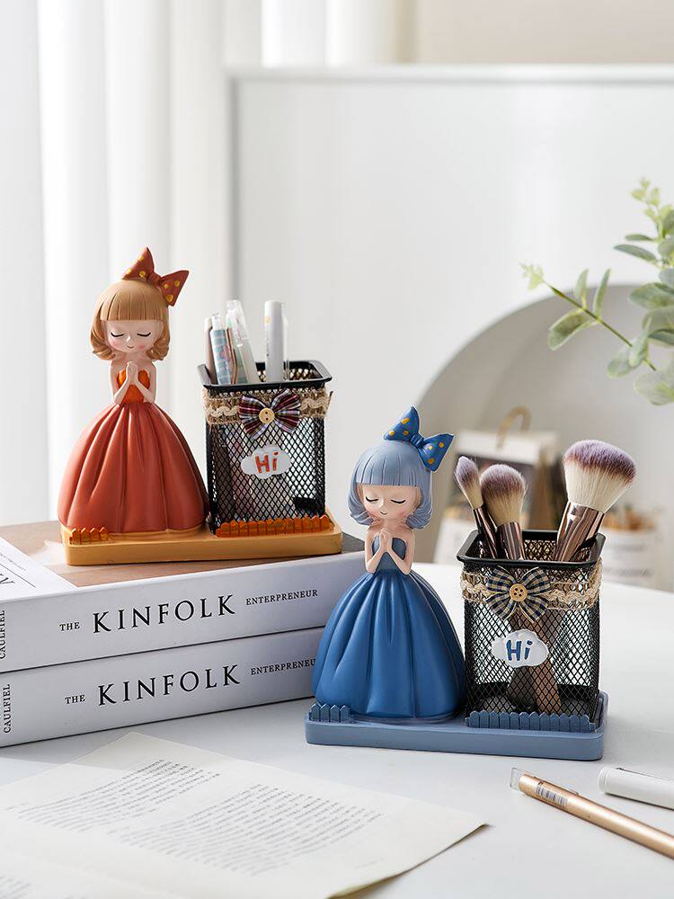 创意轻奢风笔筒摆件办公室桌面书桌儿童女孩生日送老师教师节礼物