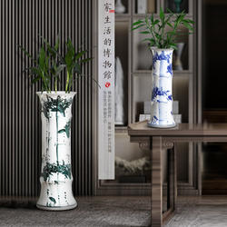 景德镇青花瓷富贵竹花瓶中式古典复古风大号花瓶客厅陶瓷摆件插花
