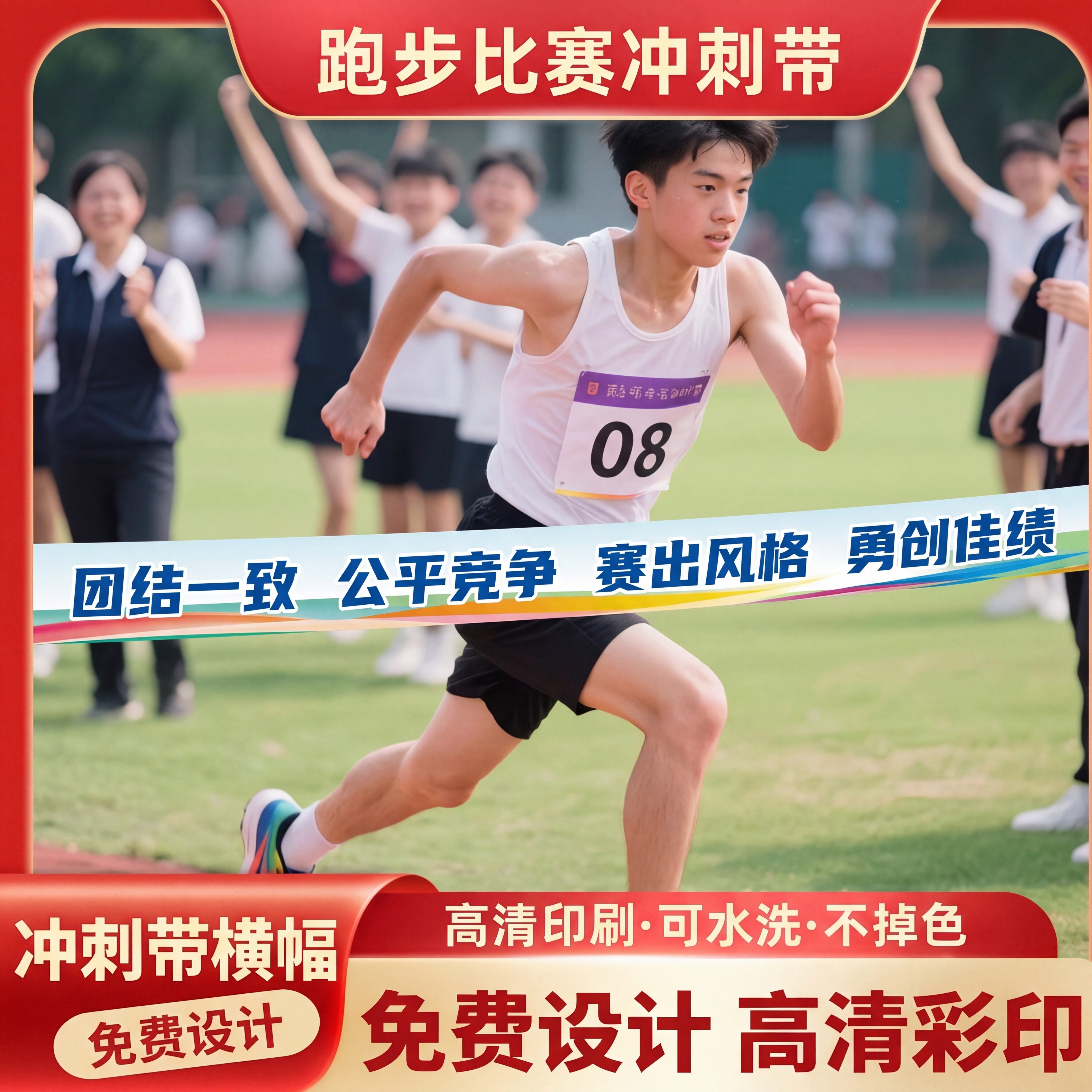 运动会马拉松终点冲刺带可定制图片