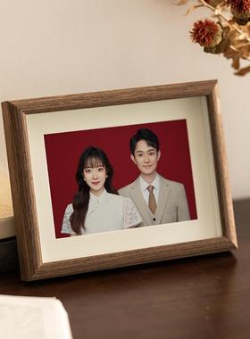 海马体结婚登记照相框摆台洗照片做成情侣婚纱照周年纪念6寸相册