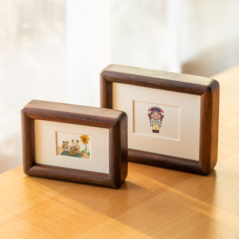实木拍立得小相框摆台照片定制diy冰箱贴3/4/5寸迷你木质磁吸摆件