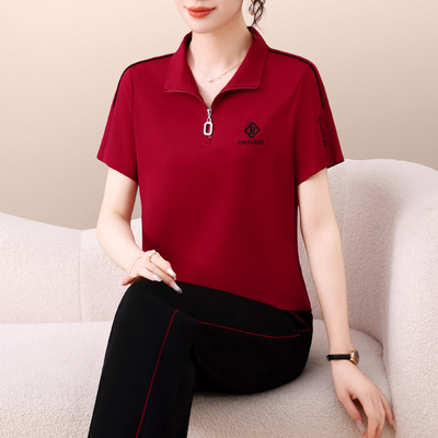 冰丝运动套装女夏季2025新款中老年人洋气妈妈时尚减龄短袖两件套