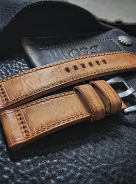 GF手工表带PAM 1312 441原色牛皮可养牛变色快做旧适用于沛纳海等