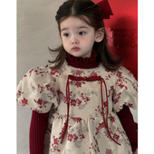 国风泡泡袖 新年拜年服女童连衣裙2025秋冬新款 儿童古装 旗袍公主裙