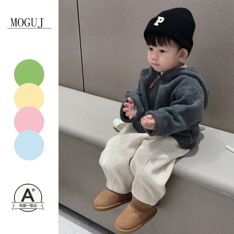 毛织外套卫衣加绒裤子两件套洋气