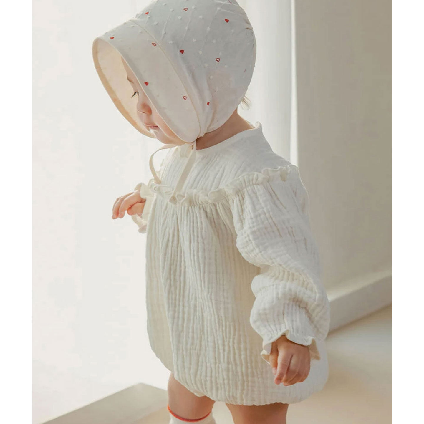 MOGUJ婴童连体衣2026春夏新款男女宝宝长袖连体衣婴儿荷叶边爬服