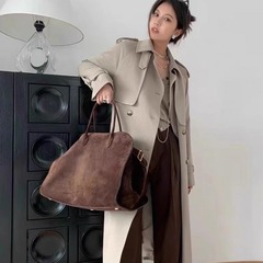 外贸跨境The Row Margaux15麂皮托特通勤手提女包质感麂皮旅行包