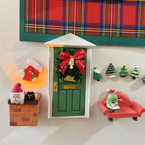 创意圣诞门可开花环装饰磁吸冰箱贴微缩木门洞洞板入户门装饰磁贴