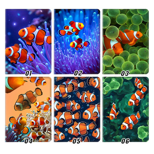 海洋动物 小丑鱼 可爱平板皮套适用ipad10保护壳pro13全包mini6软air567蚕丝纹10.9寸华为10.2笔槽mini7