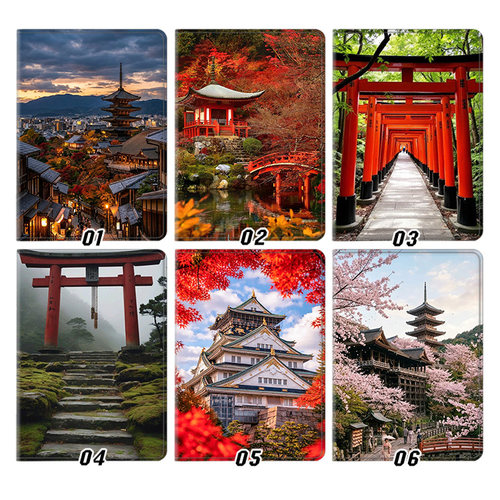 京都寺庙风光全包防弯平板皮套适用iPad 11英寸A16 mini7软胶小米平板8 Pro 12.7寸联想小新12.1蚕丝纹
