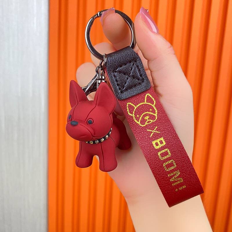 法斗犬钥匙扣糖果搪胶