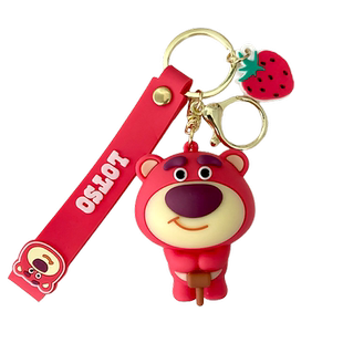 可爱女卡通立体公仔草莓熊钥匙扣创意定制礼品旅游情人节高档创意