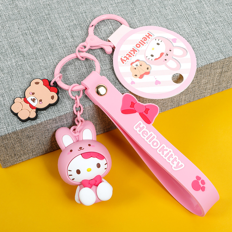 正版三丽鸥钥匙扣书包挂饰库洛米女卡通可爱美乐蒂汽车挂件凯蒂猫
