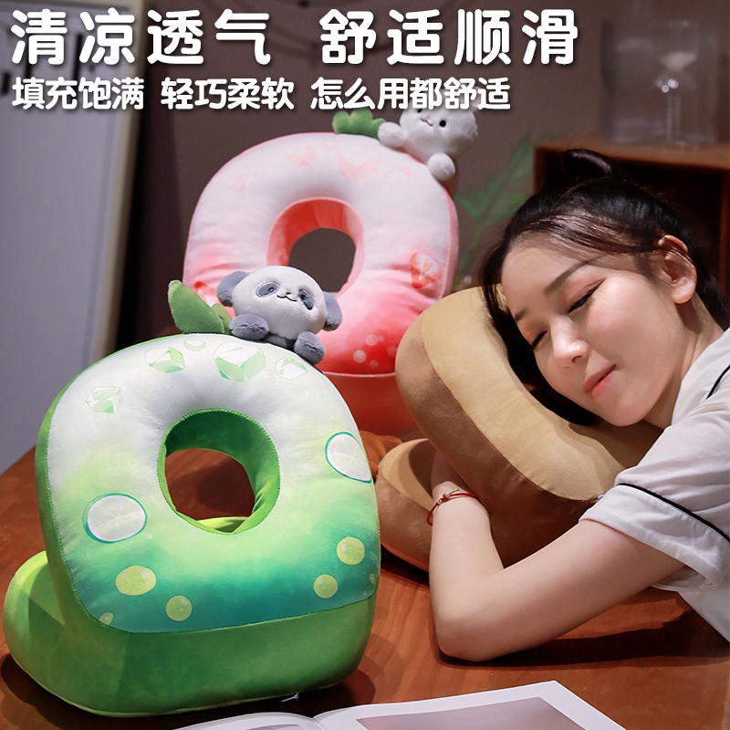 动物饮料午休枕可爱侧睡枕头座椅靠枕沙发抱枕床上看书枕头夏