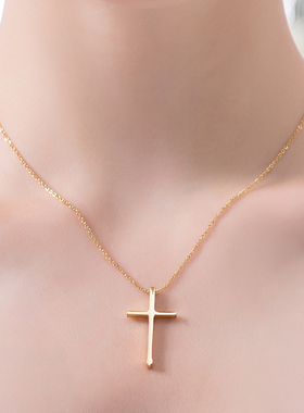 十字架吊坠项链小众ins极简欧美风吊坠钛钢镀玫瑰金简约锁骨链女