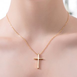 十字架项链男轻奢小众设计感基督教耶稣吊坠钛钢锁骨链女简约颈链