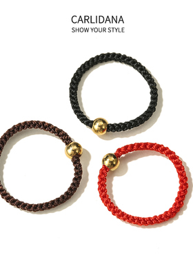 打折中式手工编织转运珠戒指IPG18K金豆豆珠珠红绳黑绳网红男女戒