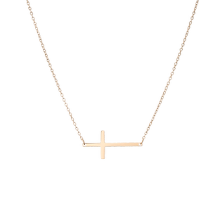 ins横条十字架项镀IPG18K金欧美时尚链十字架极简冷淡风首饰
