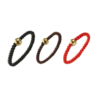 打折中式手工编织转运珠戒指IPG18K金豆豆珠珠红绳黑绳网红男女戒