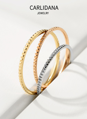 18K镀金小方块凸面光圈戒指日韩简约一圈指环潮流关节戒食指尾戒