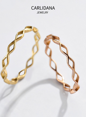 菱形四边形镂空戒指IPG镀金j极简时尚简约搭配钛钢组合搭配食指戒