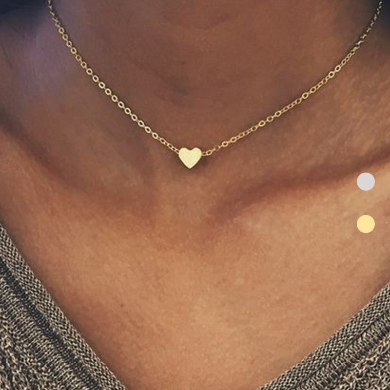 镀金桃心爱心S925银项链钛钢镀14K金浪漫首饰情人节礼物心形吊坠