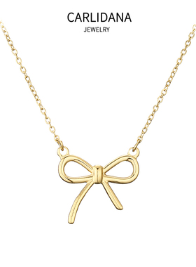 打折 淑女蝴蝶结IPG14K镀玫瑰金少女心时尚简约欧风同款锁骨链