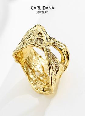 法国设计款异形灌木镂空戒指树木枝干纹路造型欧美霸气时尚食指戒